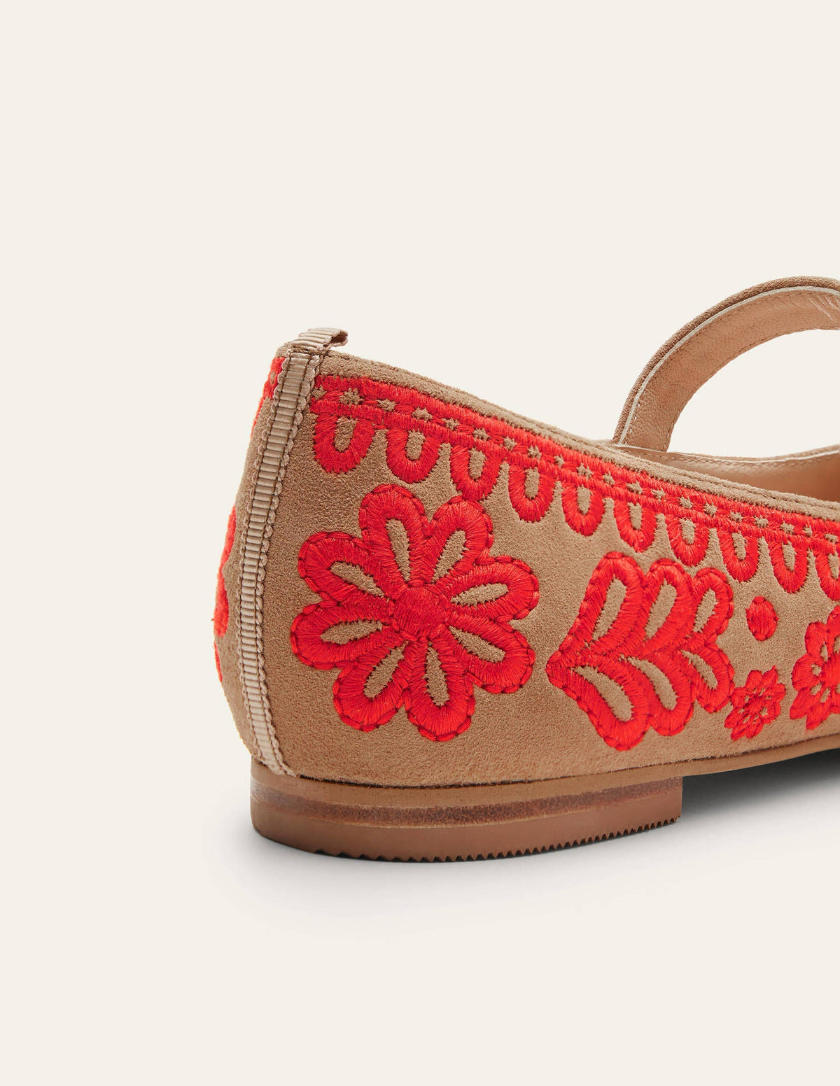 Riemchenschuhe mit spitzer Zehenpartie-Eichelbraun/Stickerei - Image 4