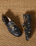 Loafer aus Leder mit Trensen-Schwarz, Waldknospen