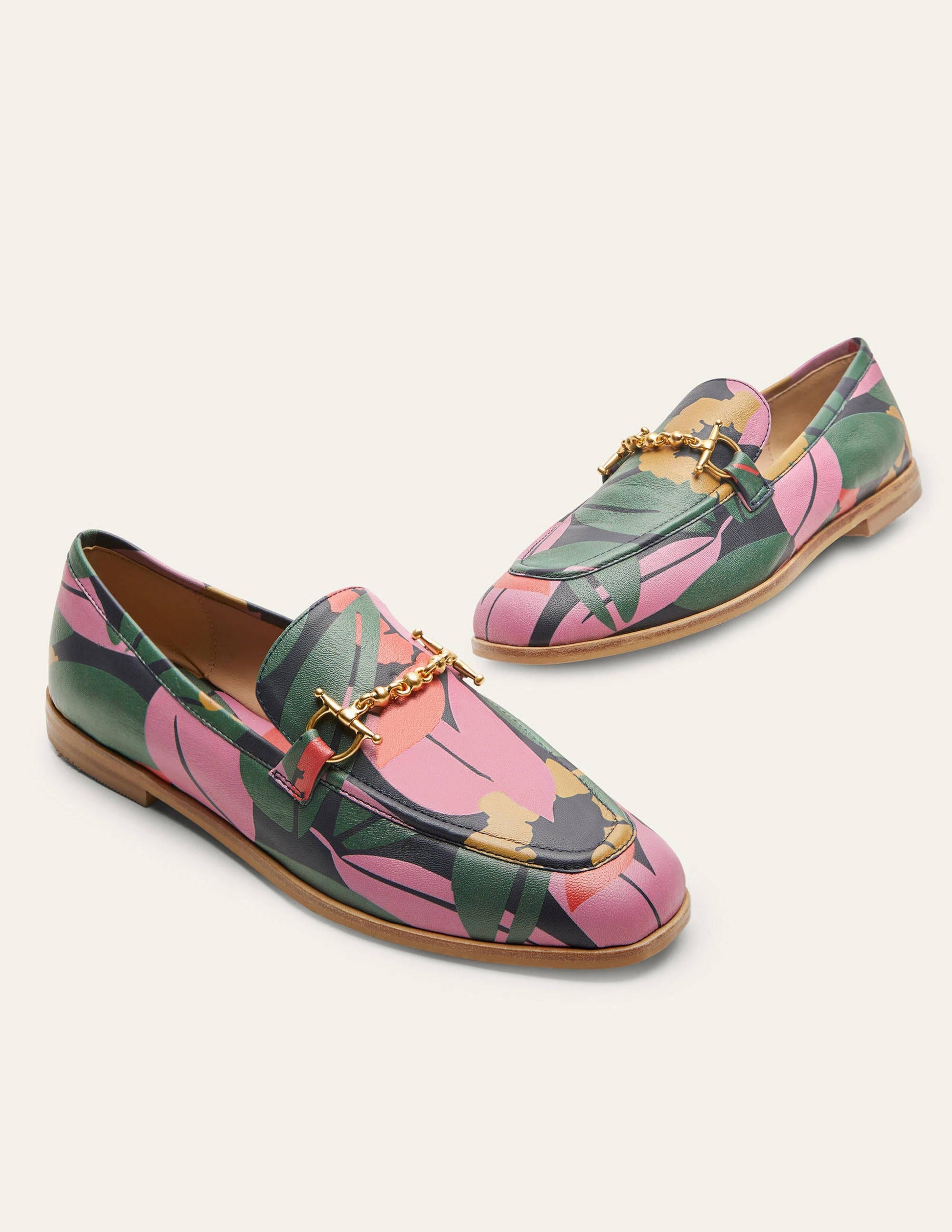 Loafer aus Leder mit Trensen-Navy, Abstrakte Blumen-3