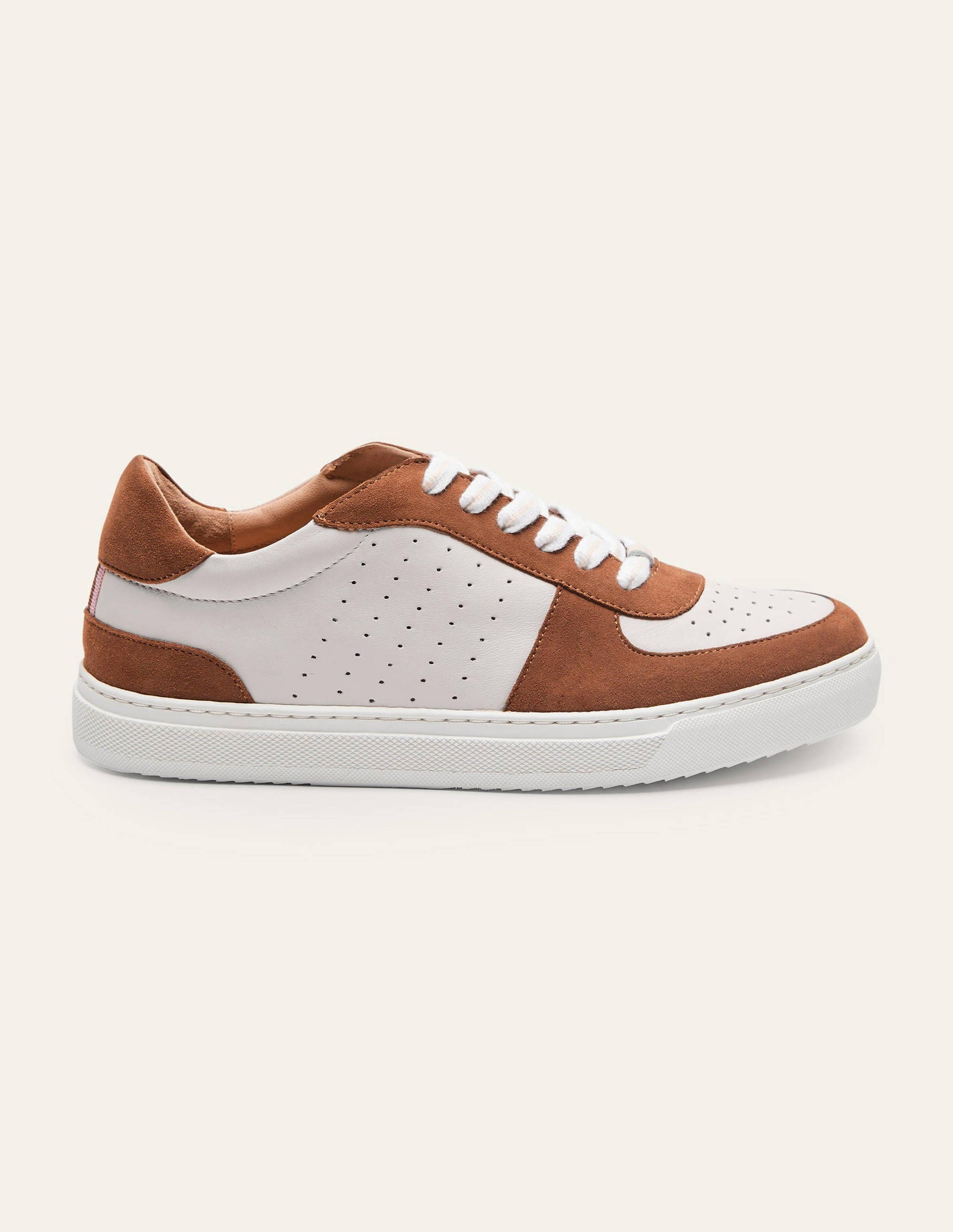 Baskets à lacets en cuir-Fauve-2