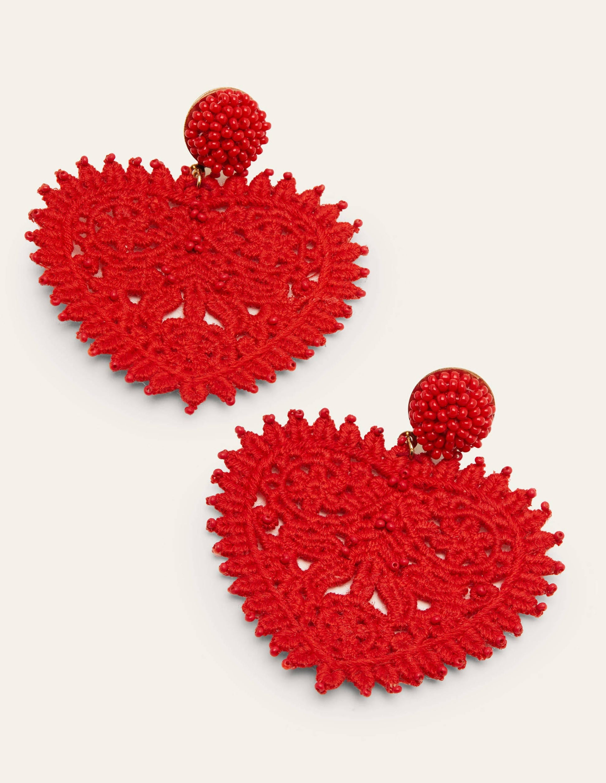 Herzohrringe mit Perlen-Rot-1