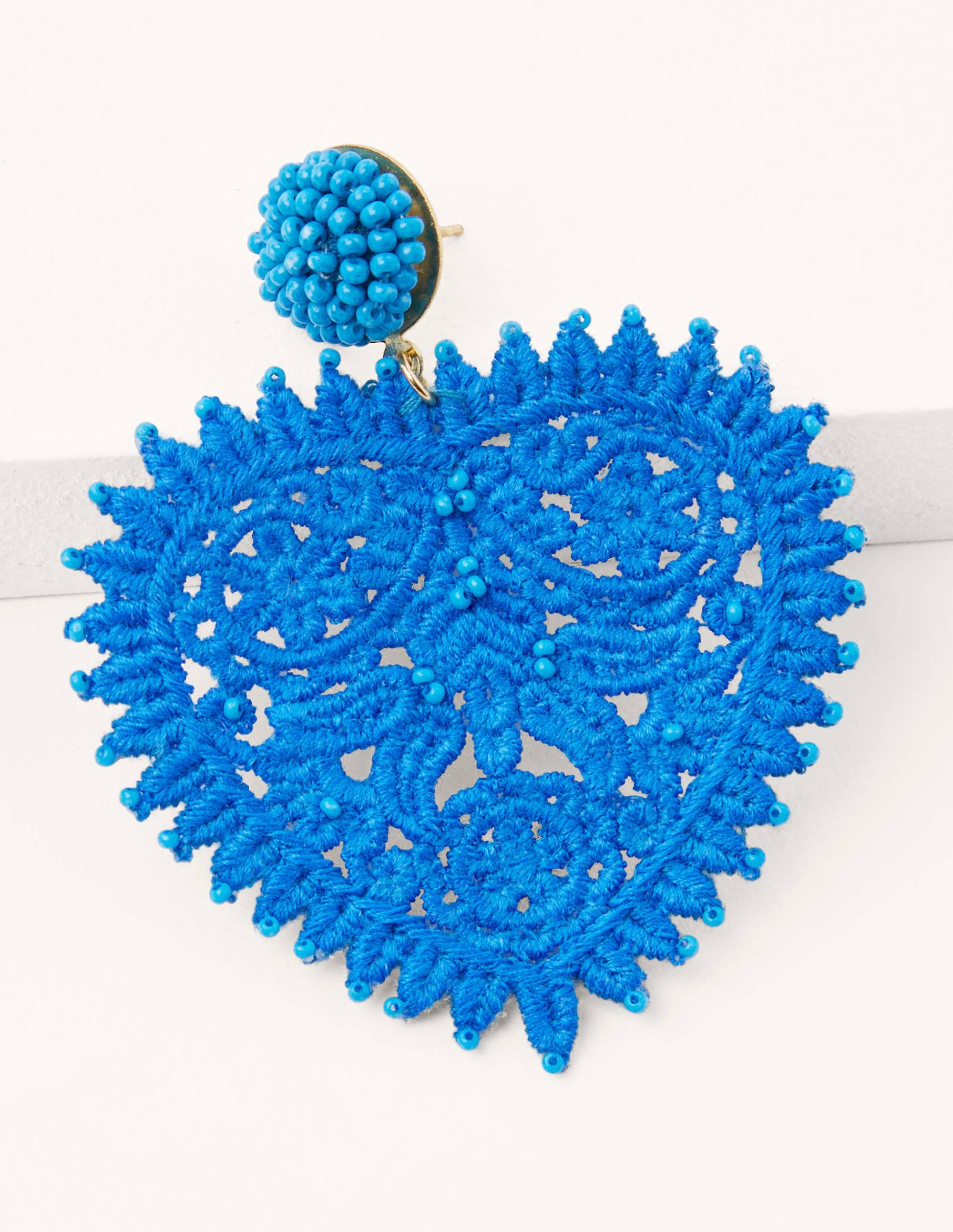 Beaded Heart Earrings-Moroccan Blue-2