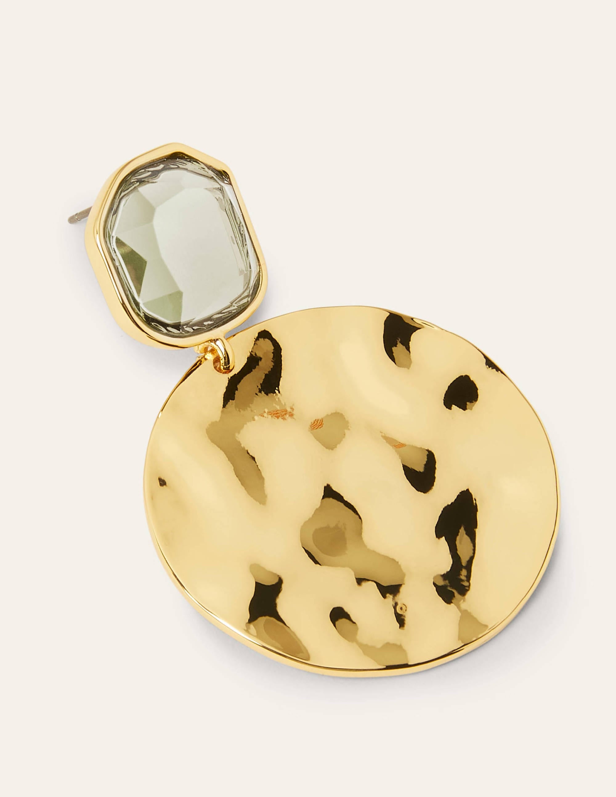 Jewel Hammered Disk Earrings-English Ivy/Gold Metallic - Image 3