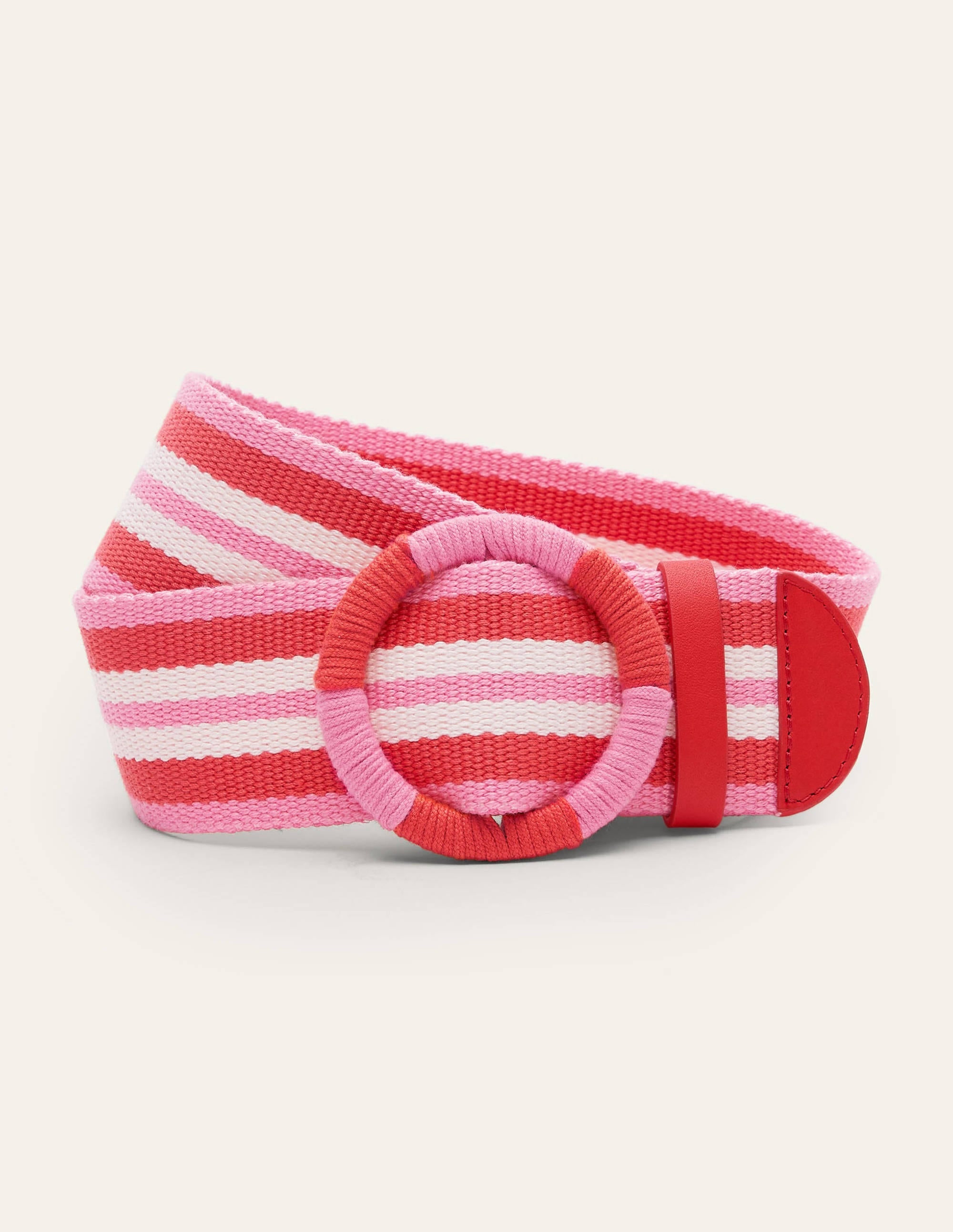 Ceinture avec détail en toile-Rayé rouge - Image 1