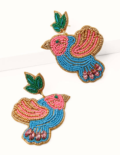 Boucles d'oreilles en perles-Oiseau-1