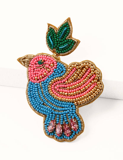 Boucles d'oreilles en perles-Oiseau-2