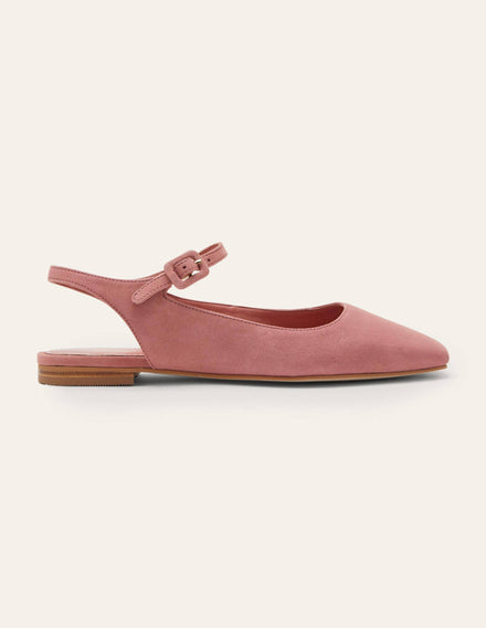 Ballerinas mit Riemchen und eckiger Zehenpartie-Graurosa