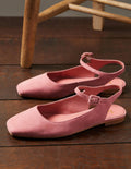 Square Toe Flat Slingbacks-Dusty Rose