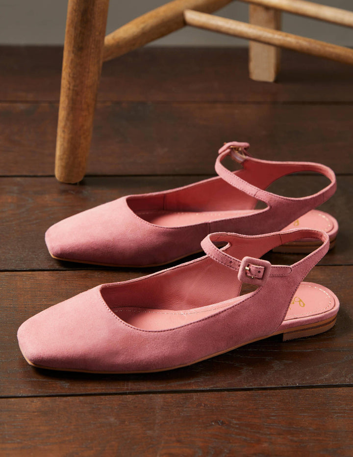 Square Toe Flat Slingbacks-Dusty Rose