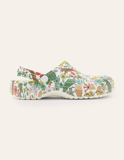 Leichte gemusterte Clogs-Naturweiß, Vogel-/Blumenmuster