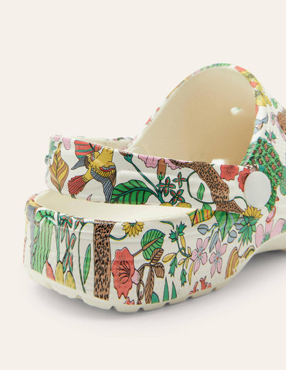 Leichte gemusterte Clogs-Naturweiß, Vogel-/Blumenmuster