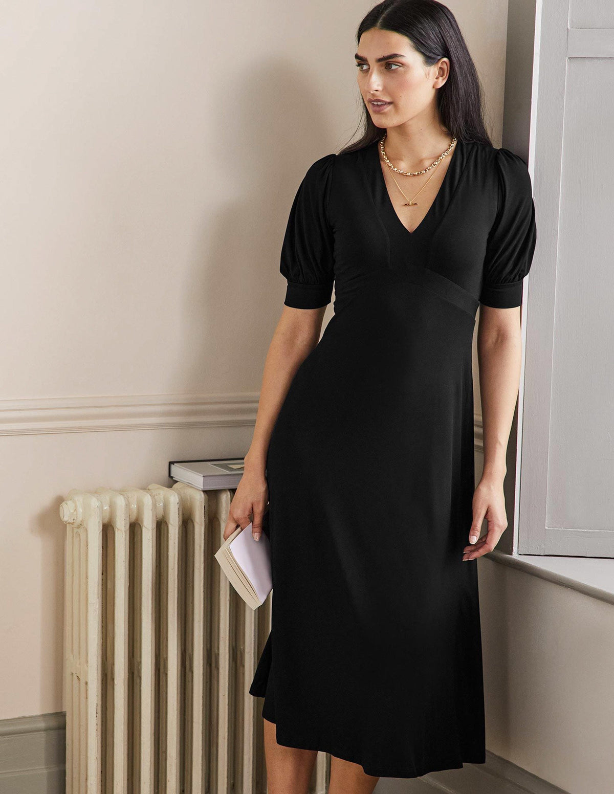Eva Jersey-Midikleid-Schwarz - Image 1