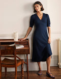 Eva Jersey Midi Dress-Navy