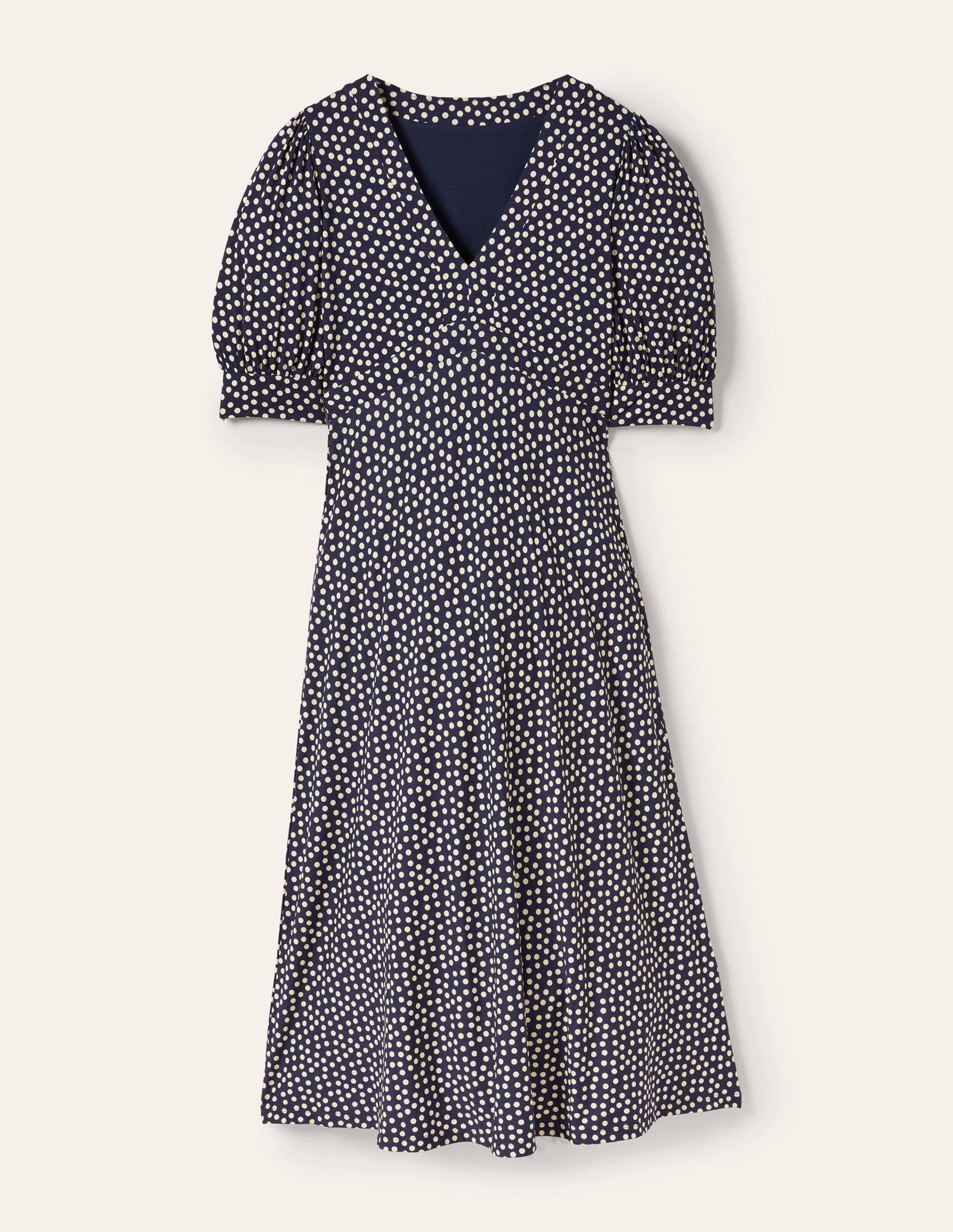 Eva Jersey-Midikleid-Französisches Navy, Getupft - Image 5