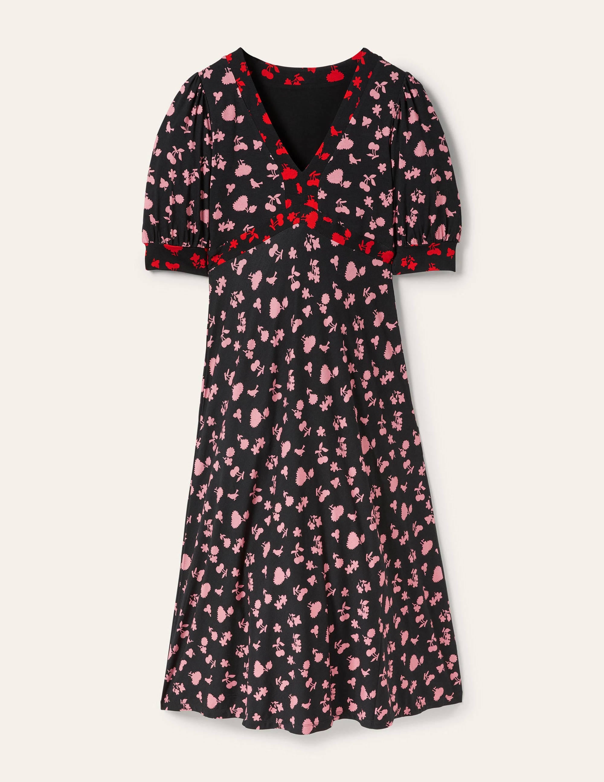Eva Jersey-Midikleid-Schwarz/Kirschblütenrosa, Waldknospen - Image 5