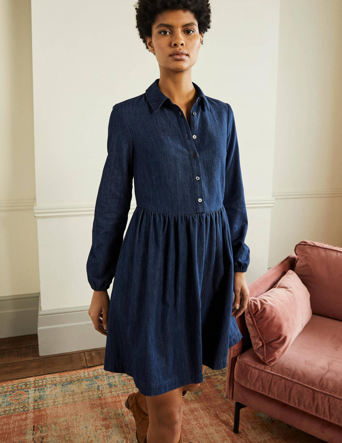 Mini-Hemdblusenkleid aus Denim-Denim - Image 1
