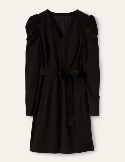 A-Linien-Kleid mit Puffärmeln-Schwarz-5