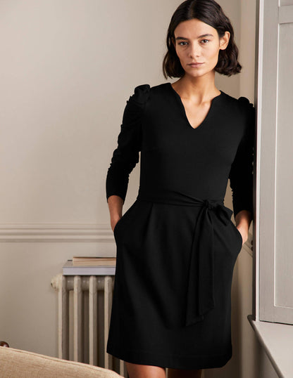A-Linien-Kleid mit Puffärmeln-Schwarz-4