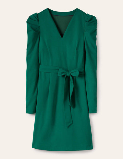 A-Linien-Kleid mit Puffärmeln-Waldgrün-5