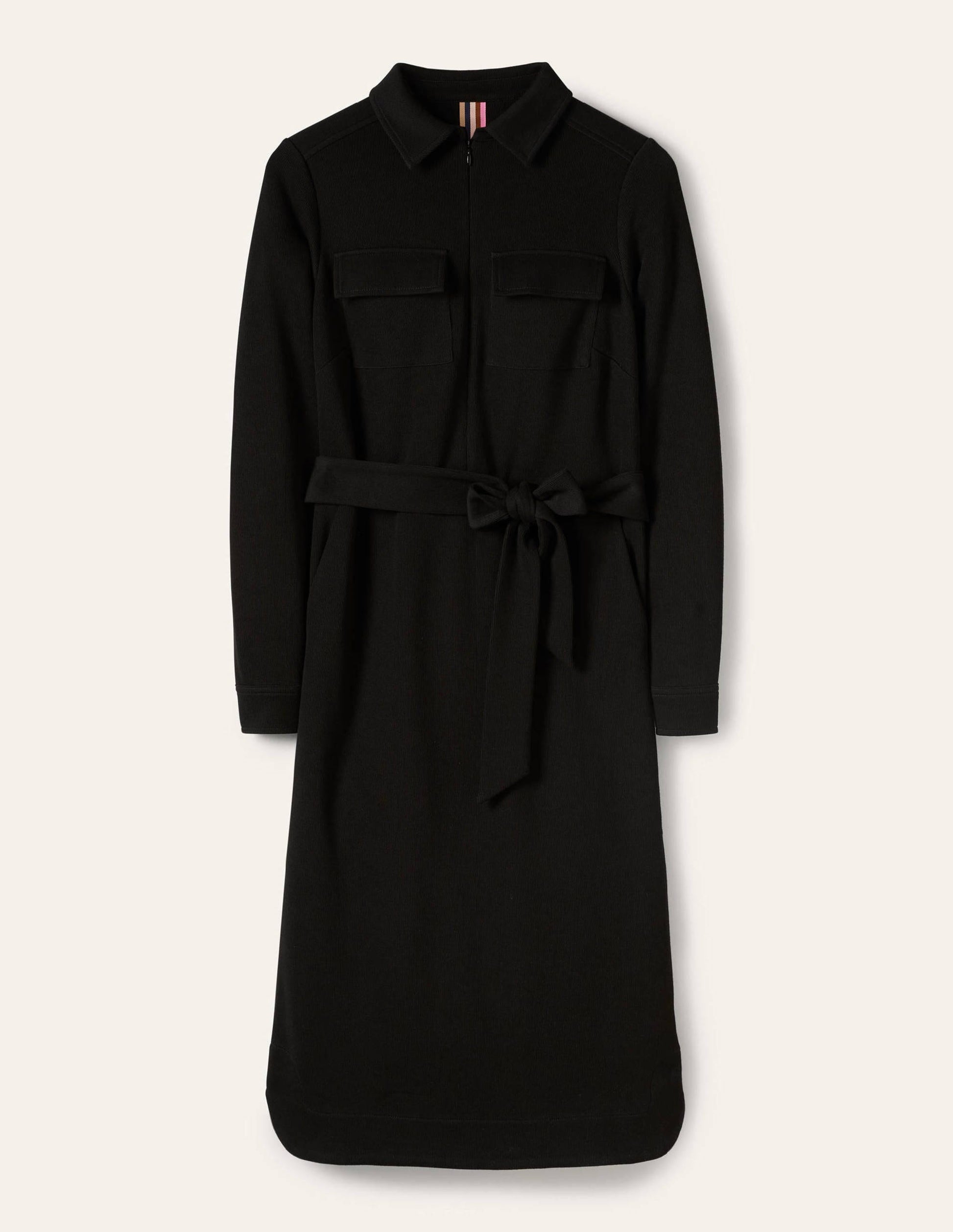 Robe-chemise midi en jersey-Noir-5