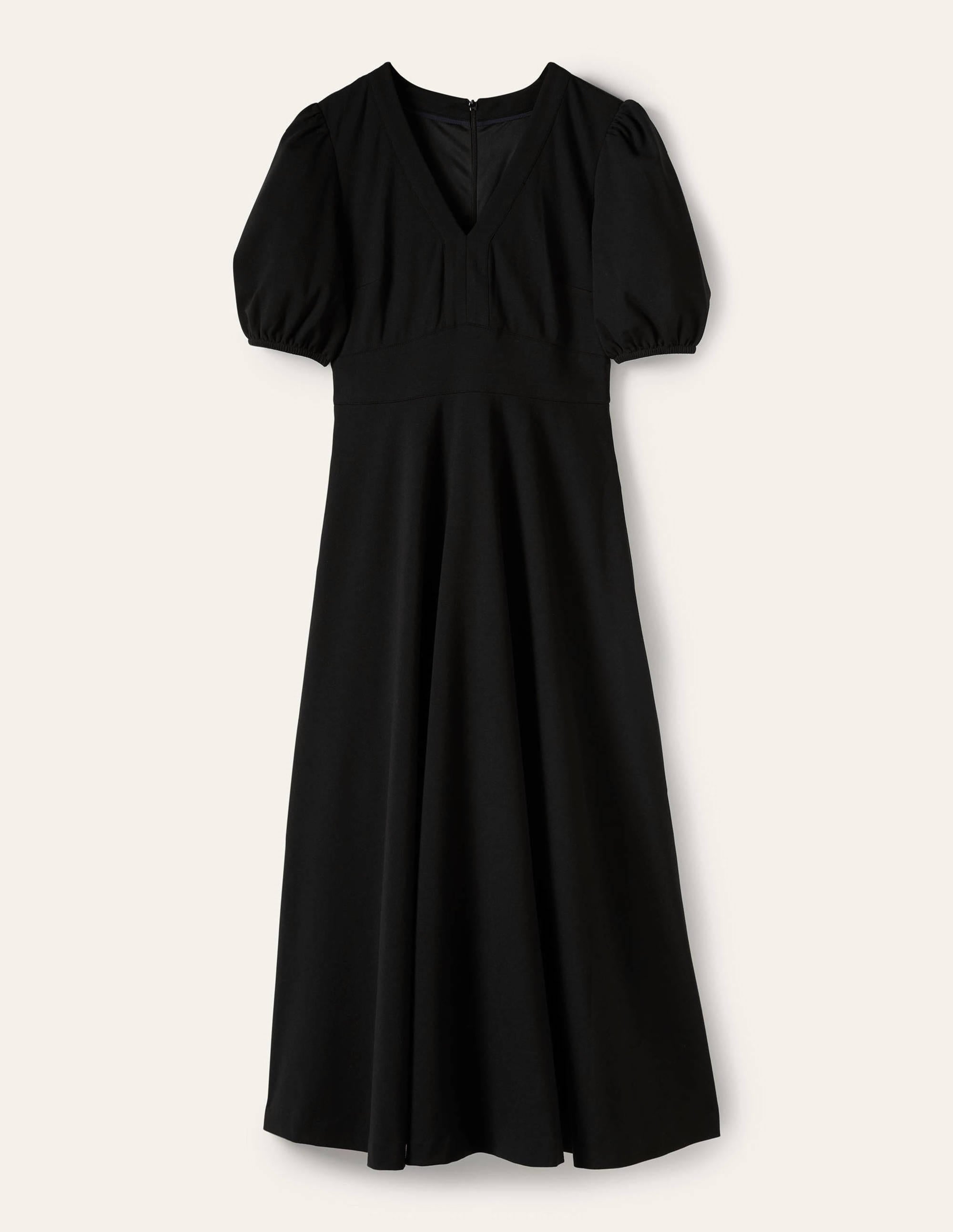 Ponte-Midikleid mit Puffärmeln-Schwarz - Image 5