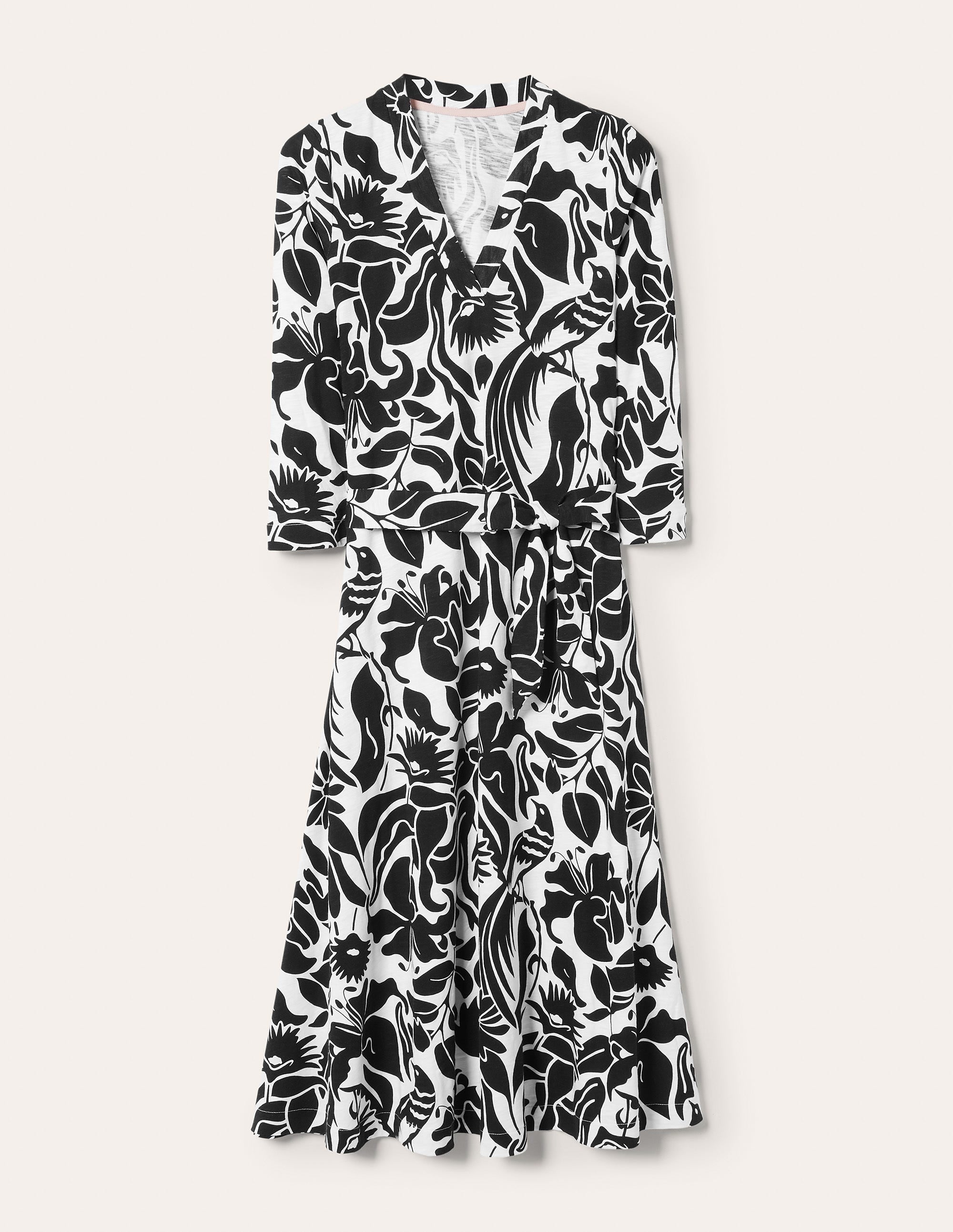 Kaftan-Midikleid aus Jersey-Schwarz, Orientalischer Vogel - Image 6