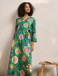 Kaftan-Midikleid aus Jersey-Englischer Efeu, Üppiger Garten