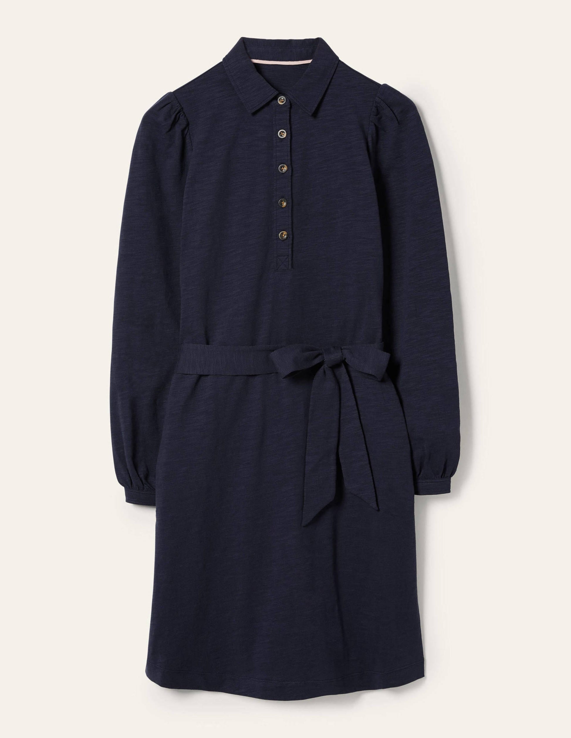 Robe-chemise en jersey-Bleu marine-5
