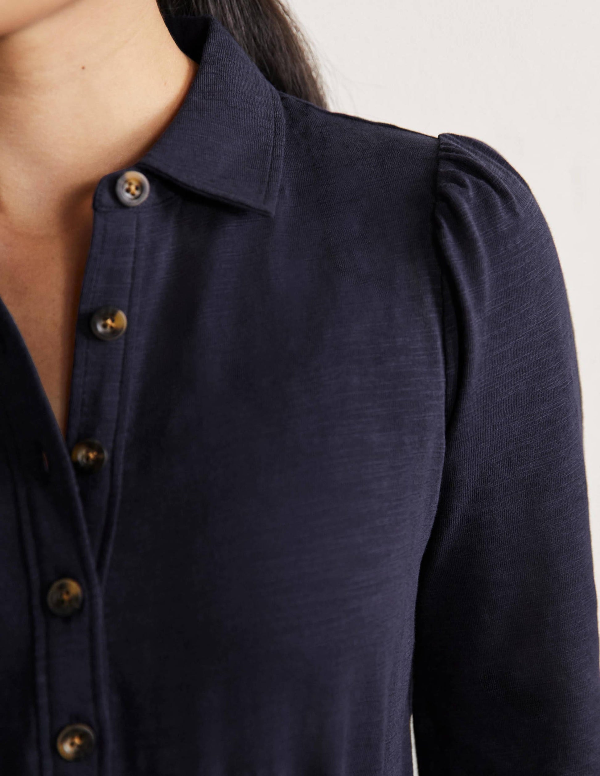 Robe-chemise en jersey-Bleu marine-2
