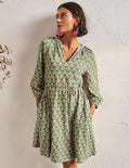 Mini-robe à col cranté en jersey-Lierre anglais, motif Leaf Geo