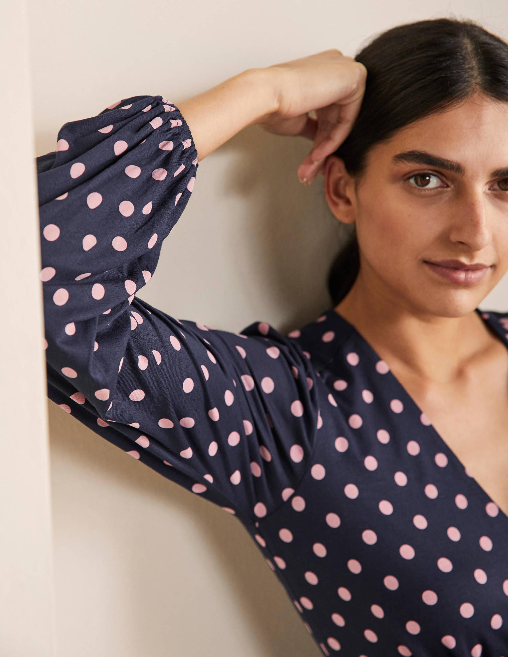 Jersey Mini Tea Dress-Navy, Regular Spot - Image 5
