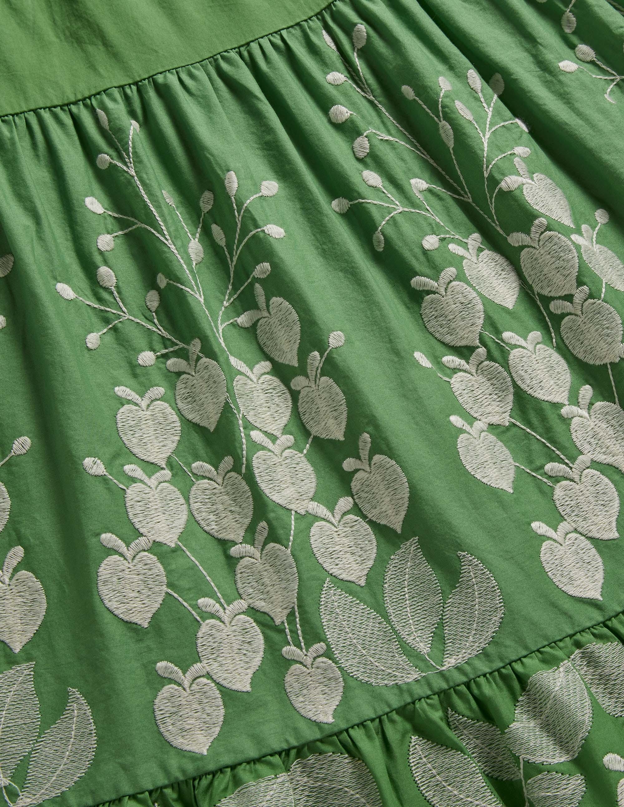 Robe midi brodée à volants-Broderies lierre anglais - Image 5