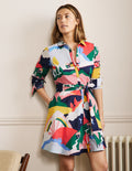 Kitty Shirt Dress-French Navy, Scenic Meadow