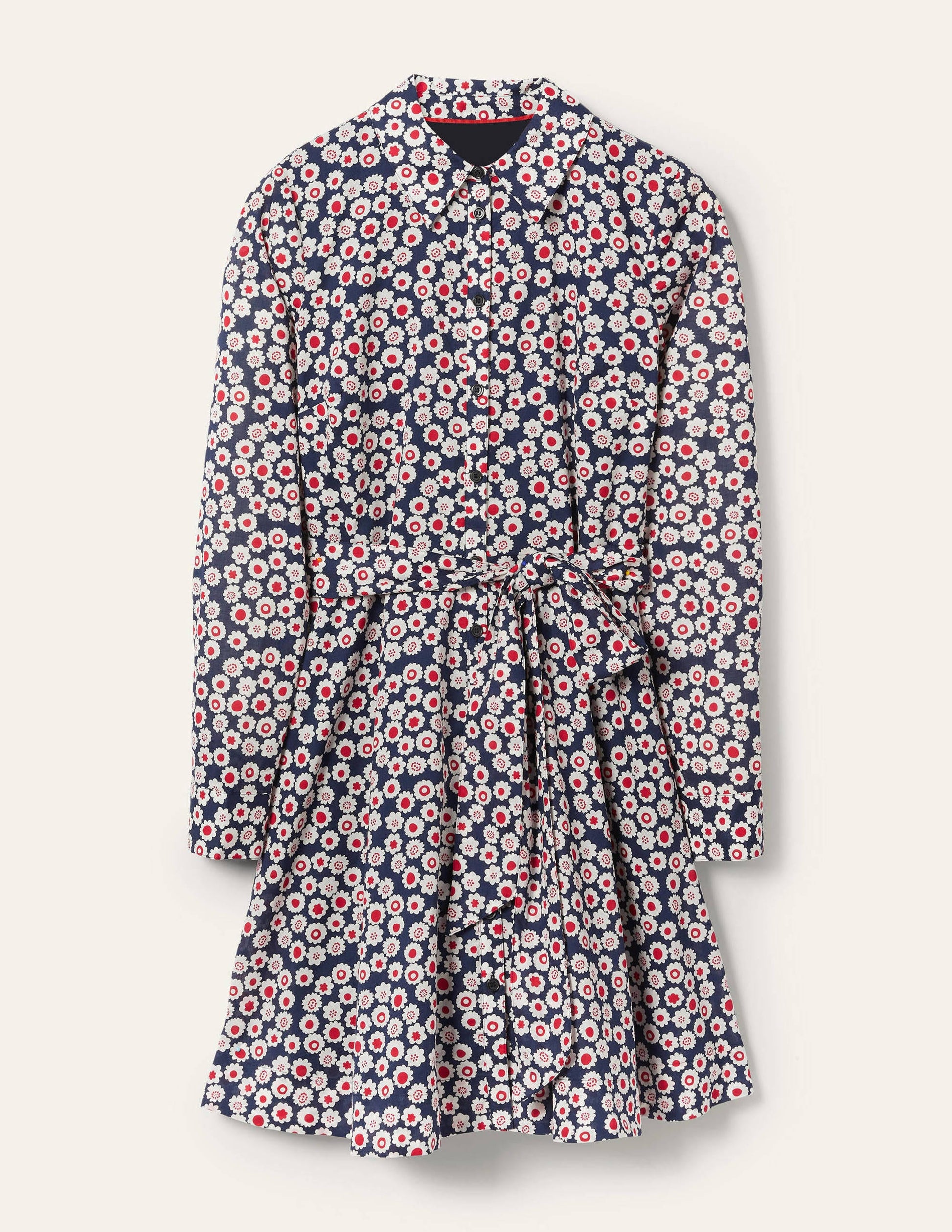Hemdblusenkleid aus Baumwolle-Französisches Navy, Filigranes Wirbelmuster-5