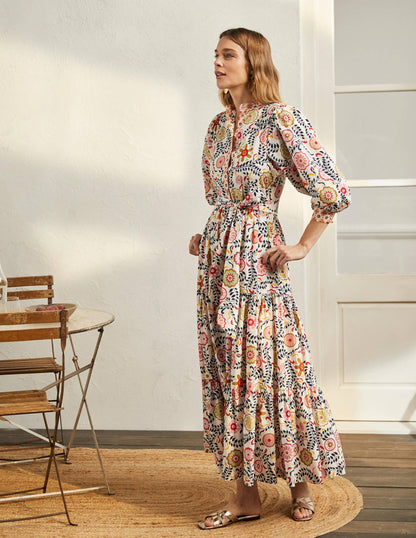Ava Maxikleid mit Stufen-Naturweiß, Üppiger Garten-3