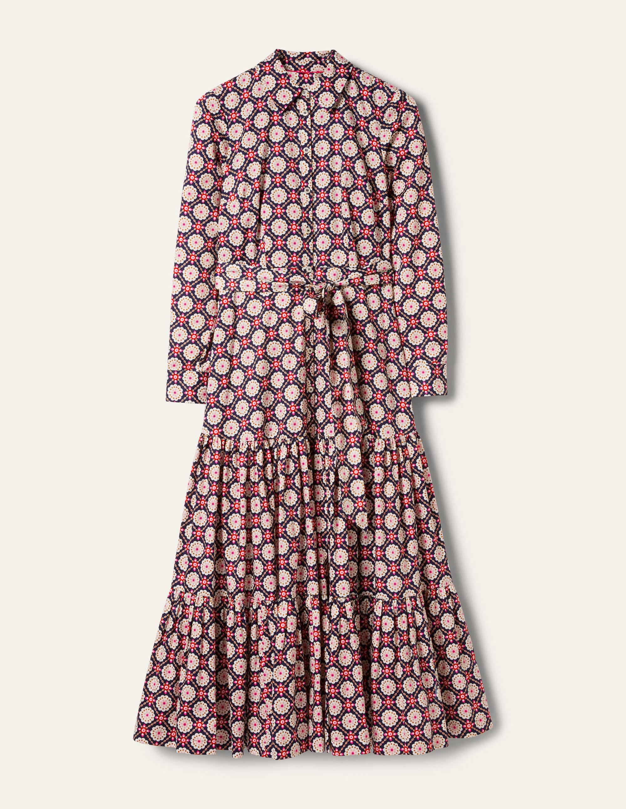 Robe longue boutonnée-Motif géométrique bleu marine - Image 5