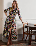Button Through Maxi Dress-Black, Opulent Paradise
