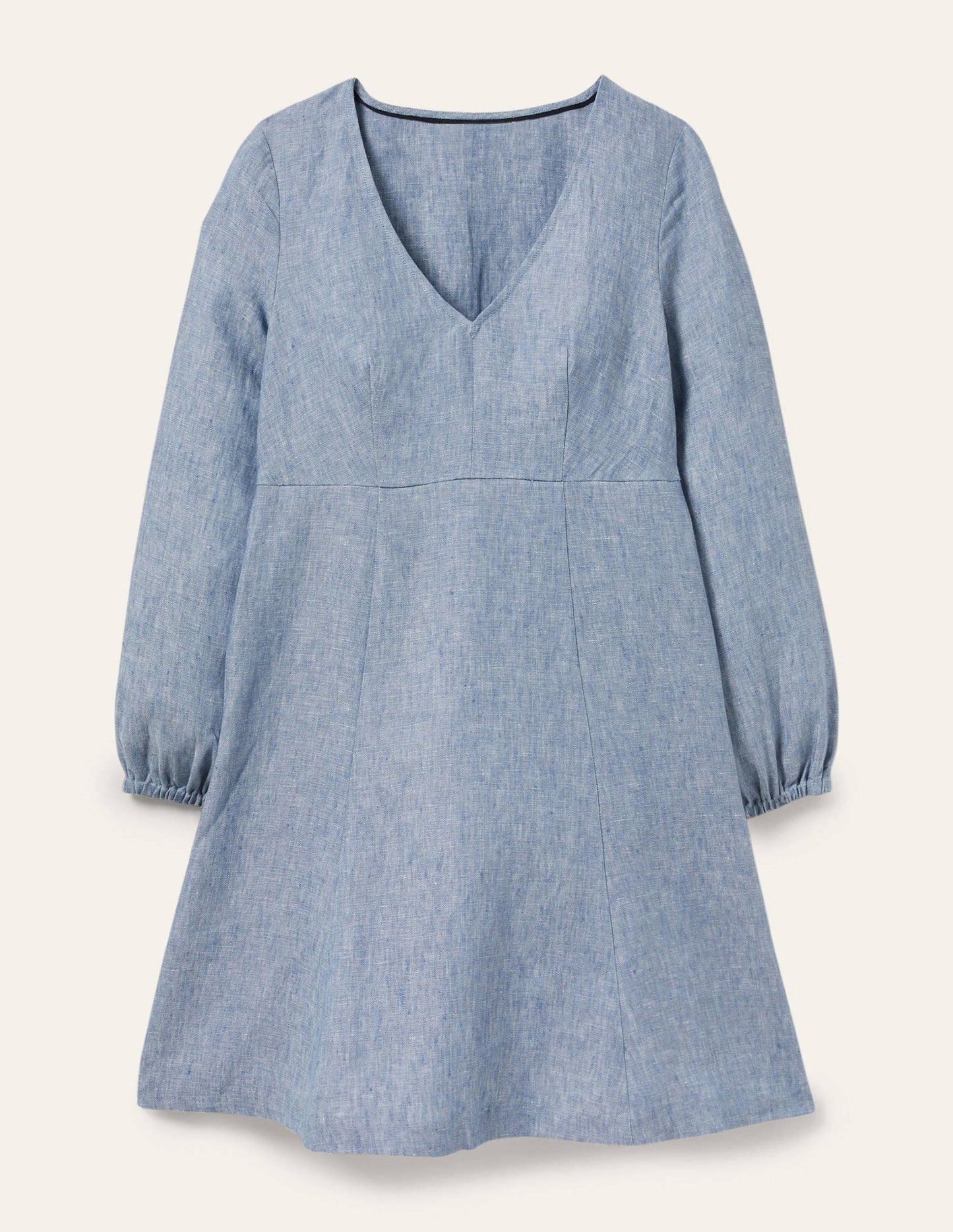 Ausgestelltes Minikleid mit V-Ausschnitt-Faux-Uni