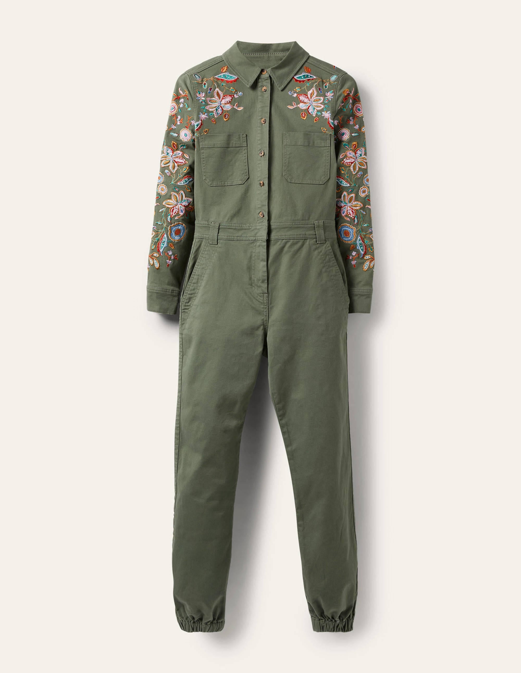 Carly Baumwoll-Jumpsuit-Khaki, Stickerei - Image 5