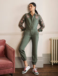 Carly Baumwoll-Jumpsuit-Khaki, Stickerei