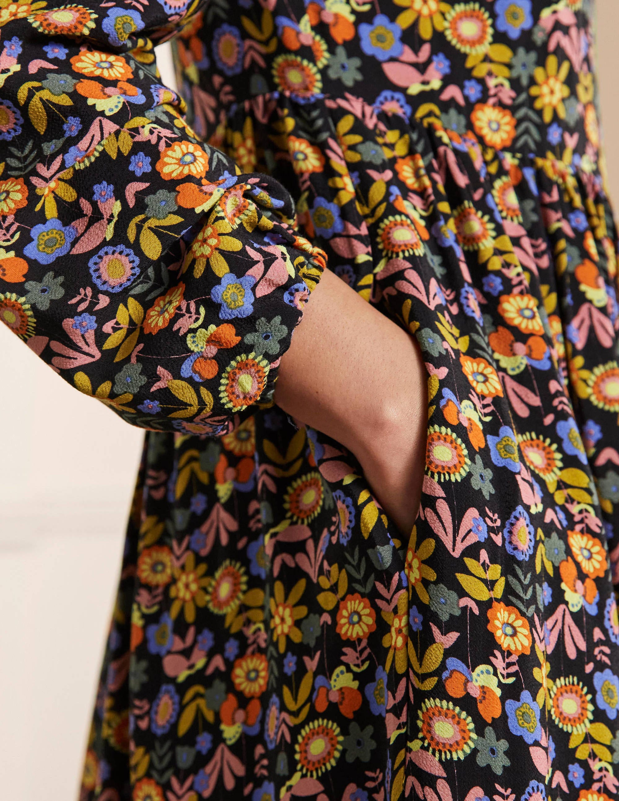 Robe longue ornementée-Noir, motif Floral Bloom multi - Image 2