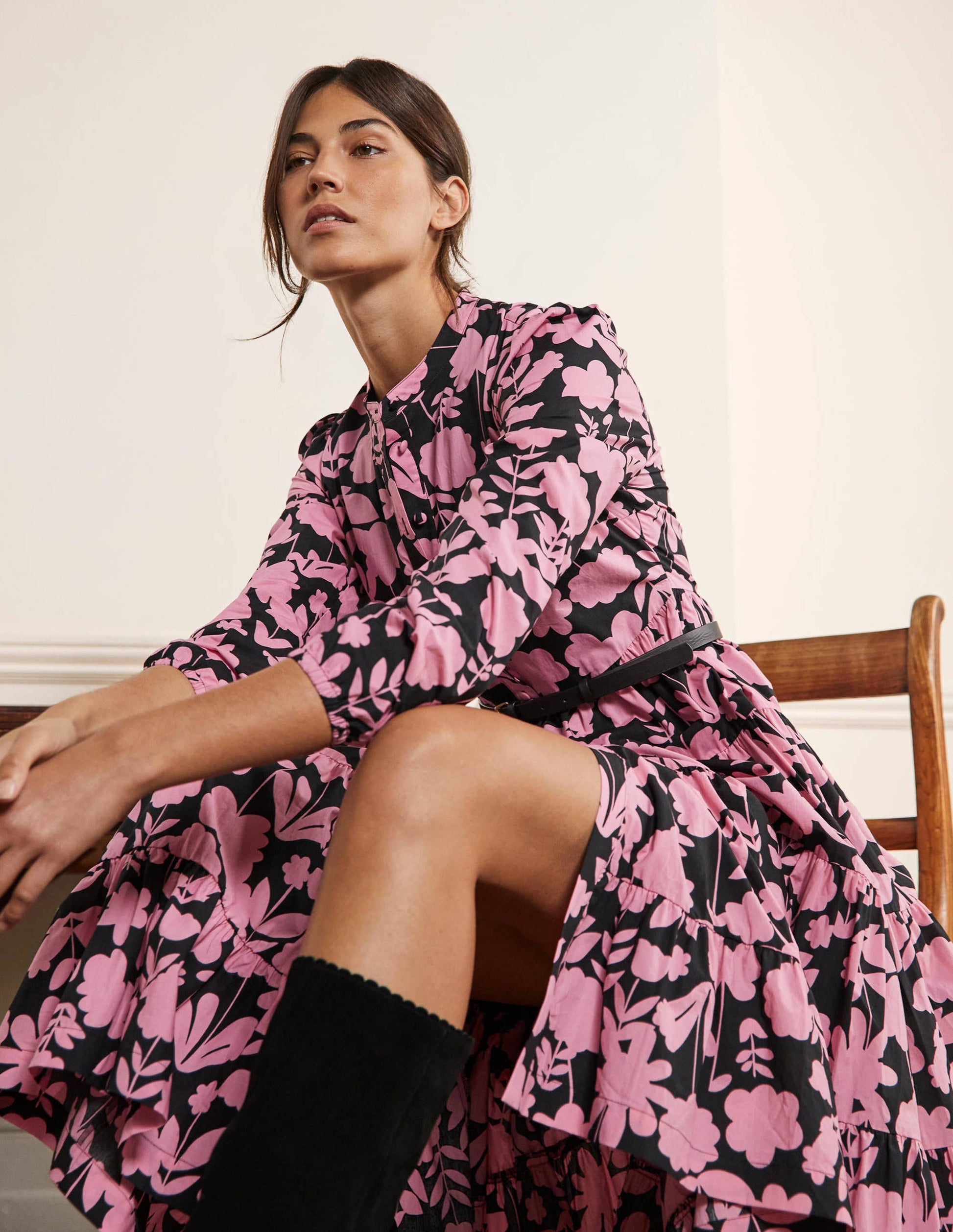 Maxikleid mit mehreren Stufen-Kirschblütenrosa, Blüten-5