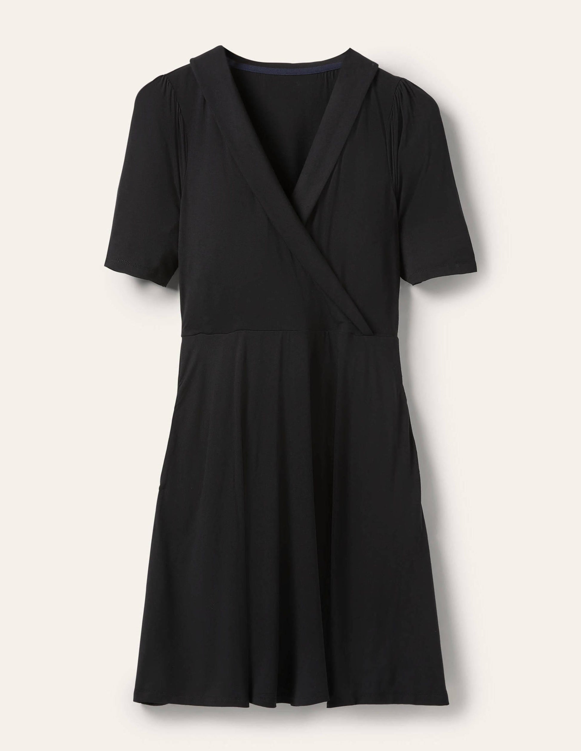 Jerseykleid mit fixierter Wickeloptik-Schwarz-5