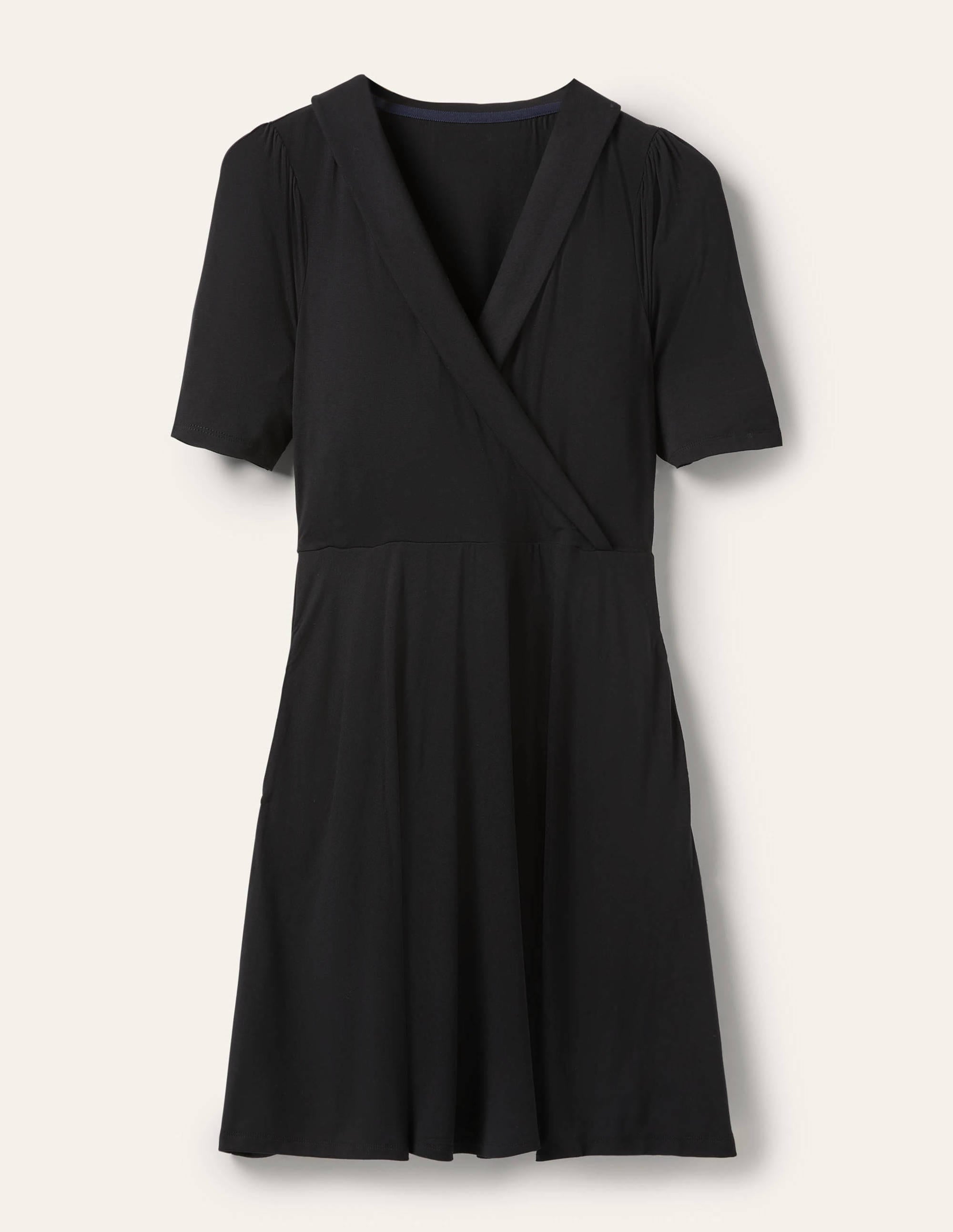 Jerseykleid mit fixierter Wickeloptik-Schwarz - Image 5