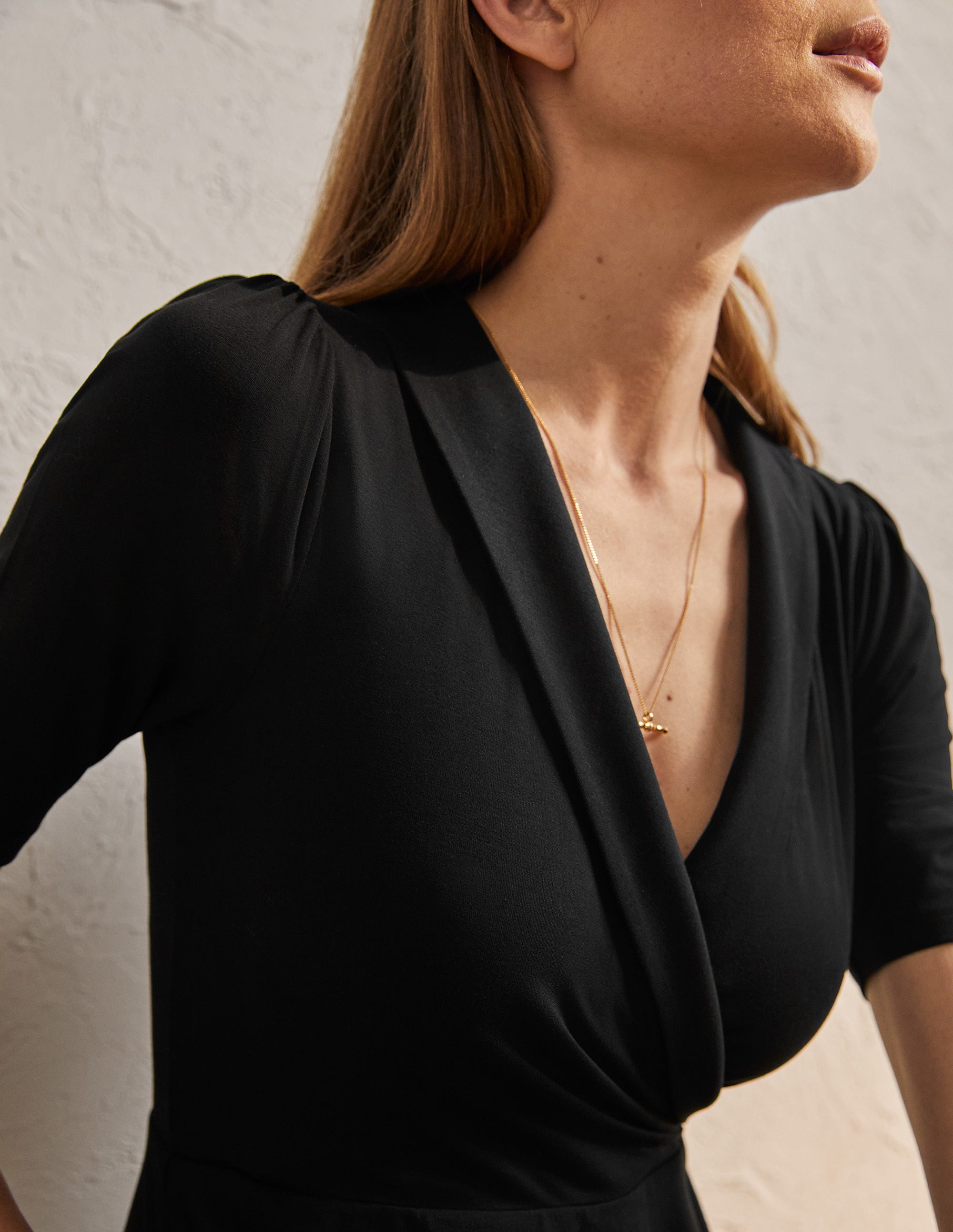 Jerseykleid mit fixierter Wickeloptik-Schwarz - Image 2