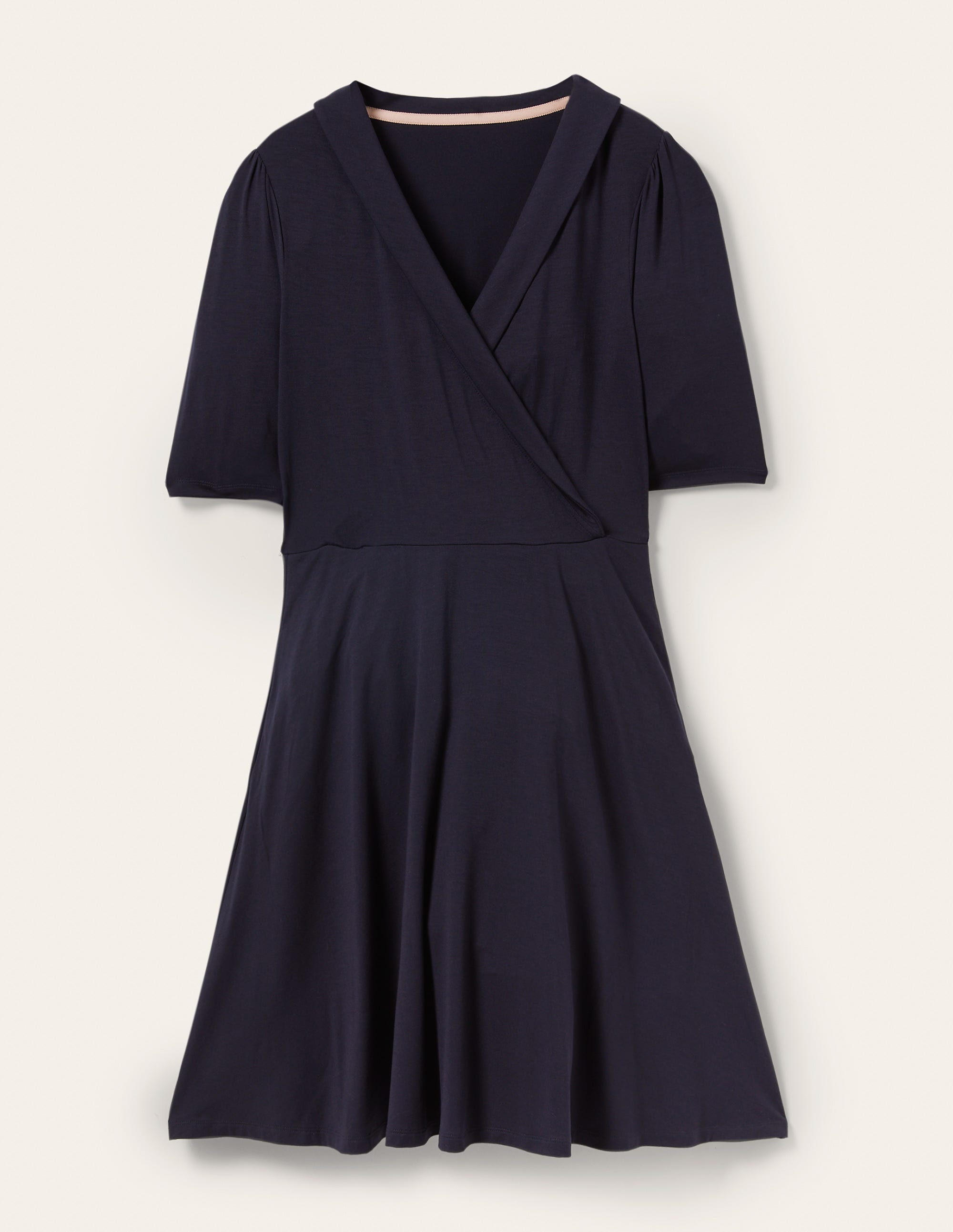 Jerseykleid mit fixierter Wickeloptik-Marineblau - Image 5