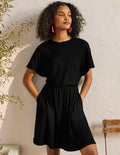 Jerseykleid mit Flatterärmeln-Schwarz