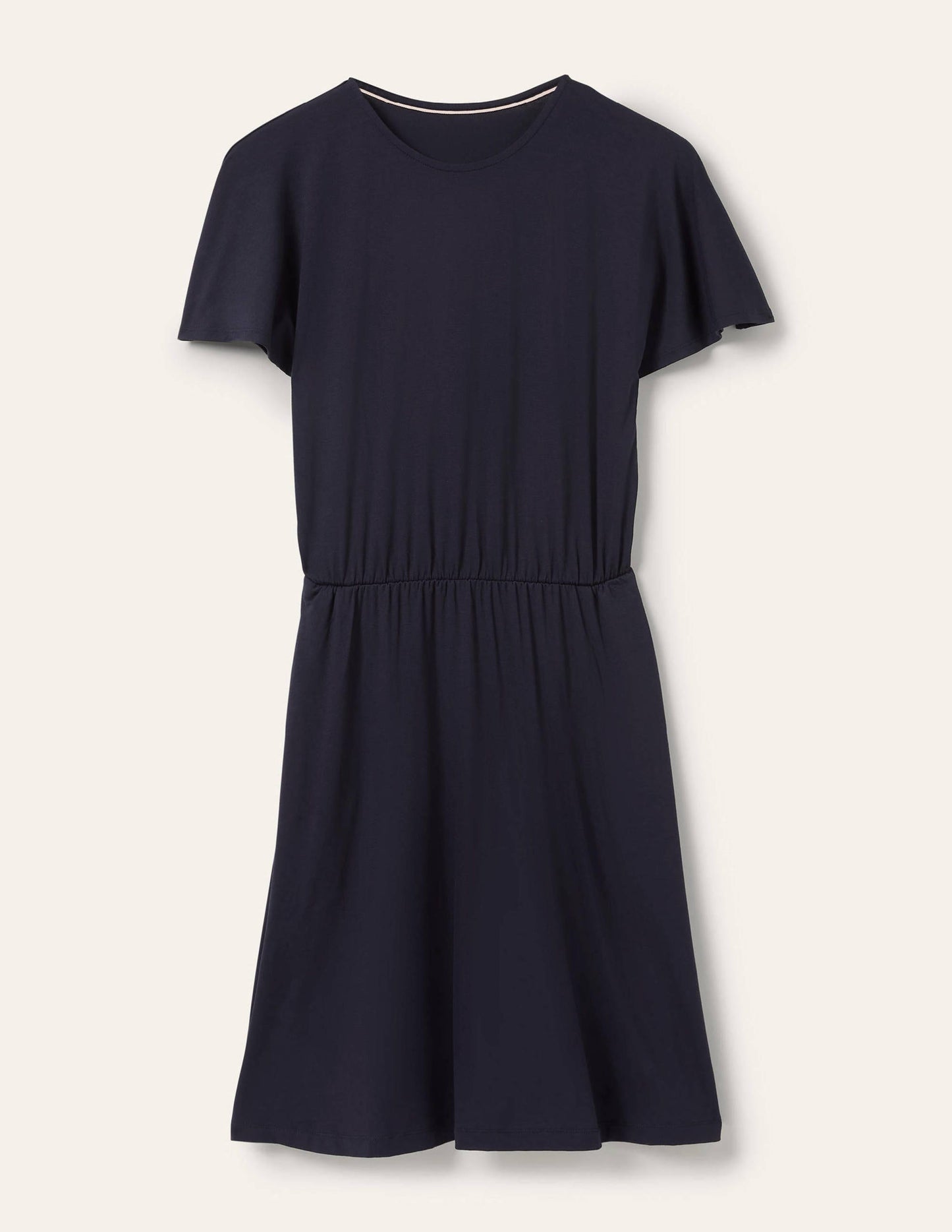 Flutter Sleeve Jersey Dress-Navy