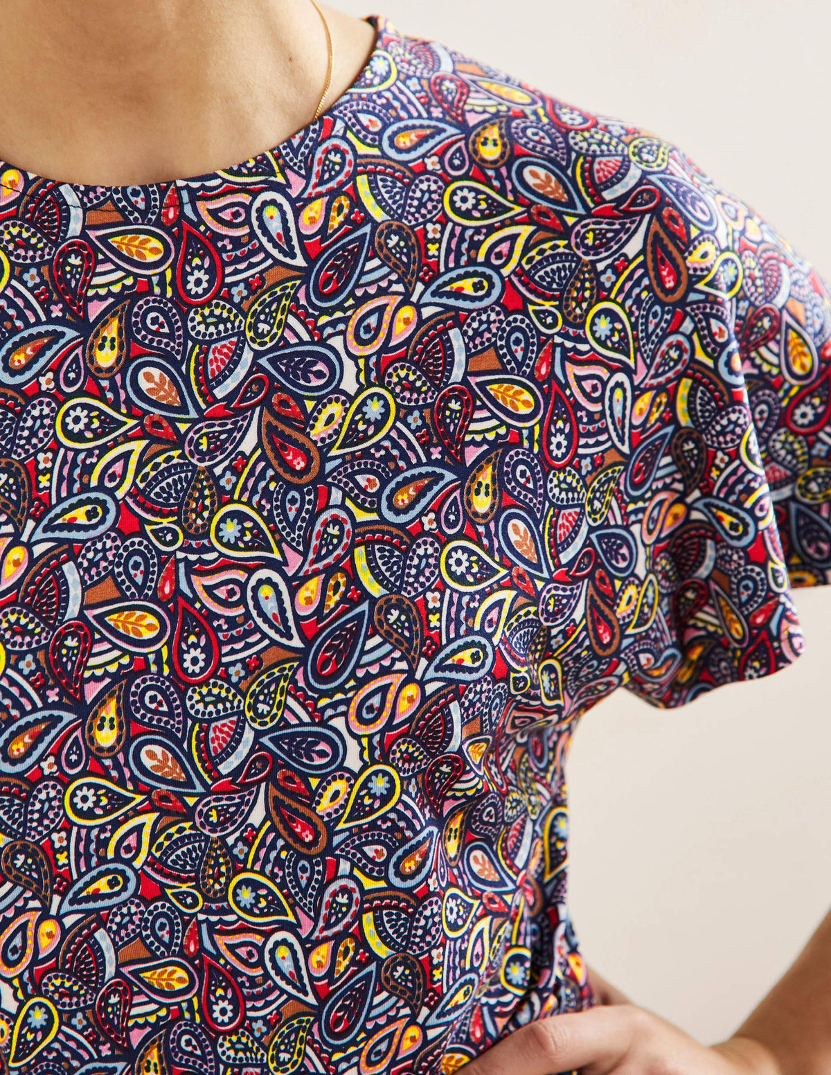 Jerseykleid mit Flatterärmeln-Navy, Paisleymuster - Image 3