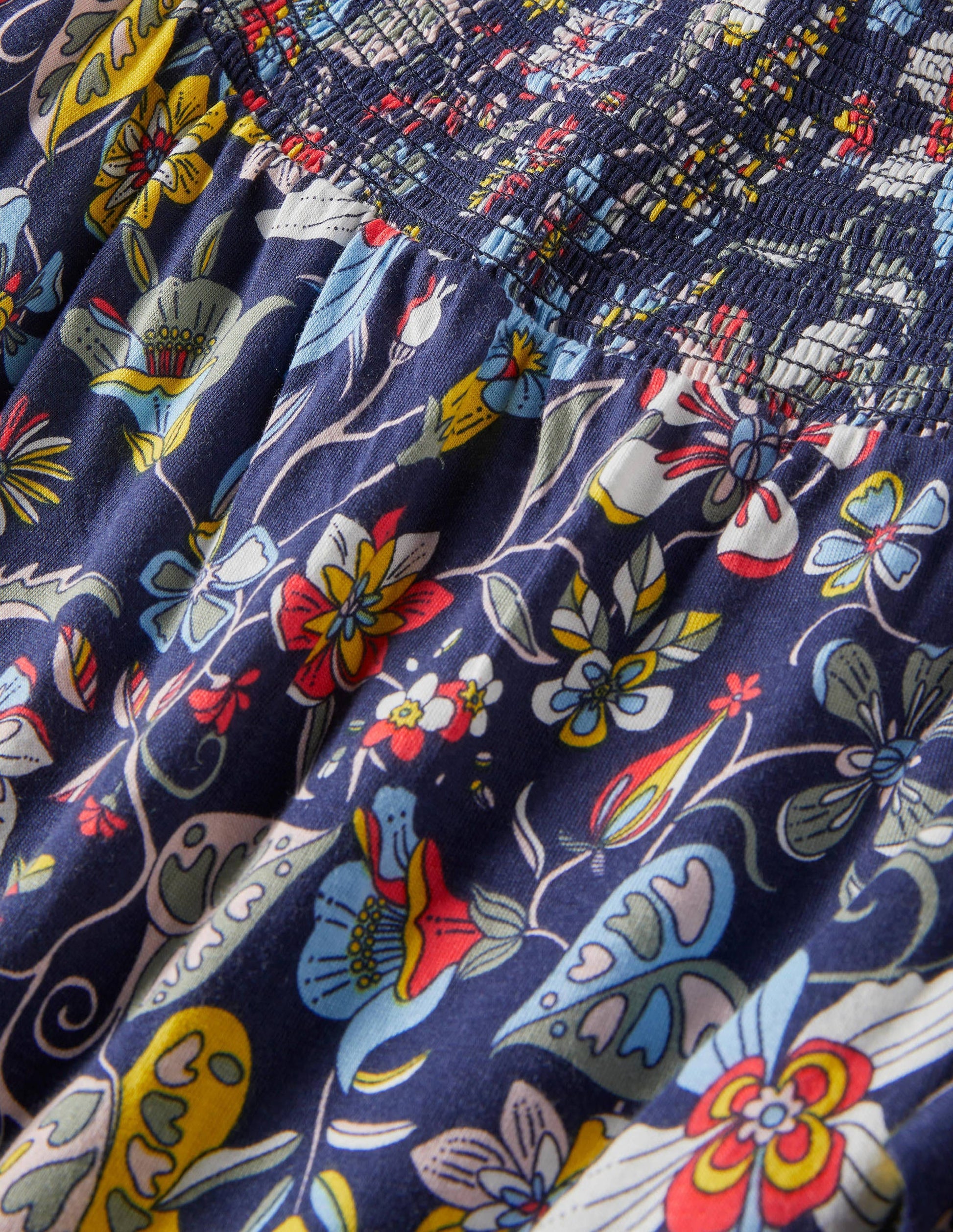 Jersey-Midikleid mit Smokausschnitt-Französisches Navy, Blumenmuster-5